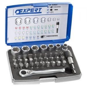 Image of Expert by Facom 39 Piece 1/4" Drive Hex Socket and Screwdriver Bit Set Metric 1/4"