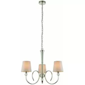 Image of Loops - Luxury Hanging Ceiling Pendant Light Bright Nickel Marble Silk 3 Lamp Chandelier