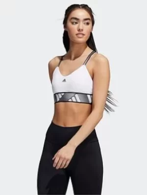 Image of adidas All Me Light Support Training Bra, Red/Blue, Size L, Women