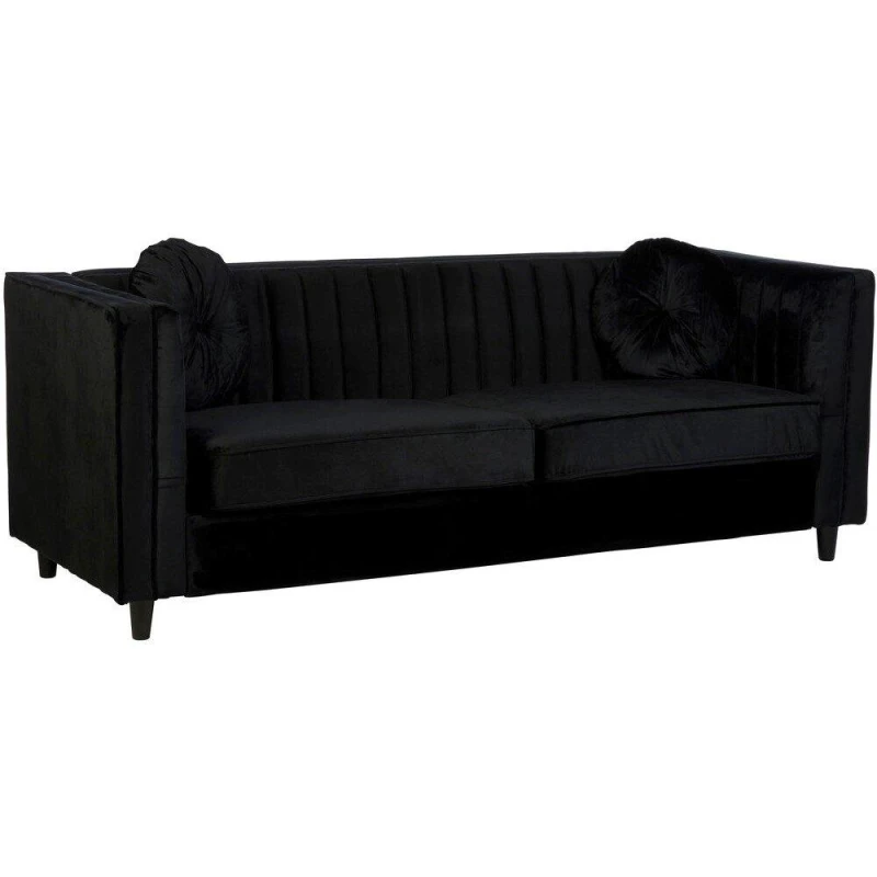 Image of Premier Housewares Farah Three Seater Velvet Sofa Black
