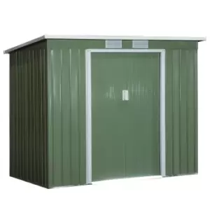 Image of Outsunny 7 x 4ft Metal Garden Storage Shed W/Foundation Double Door and Window