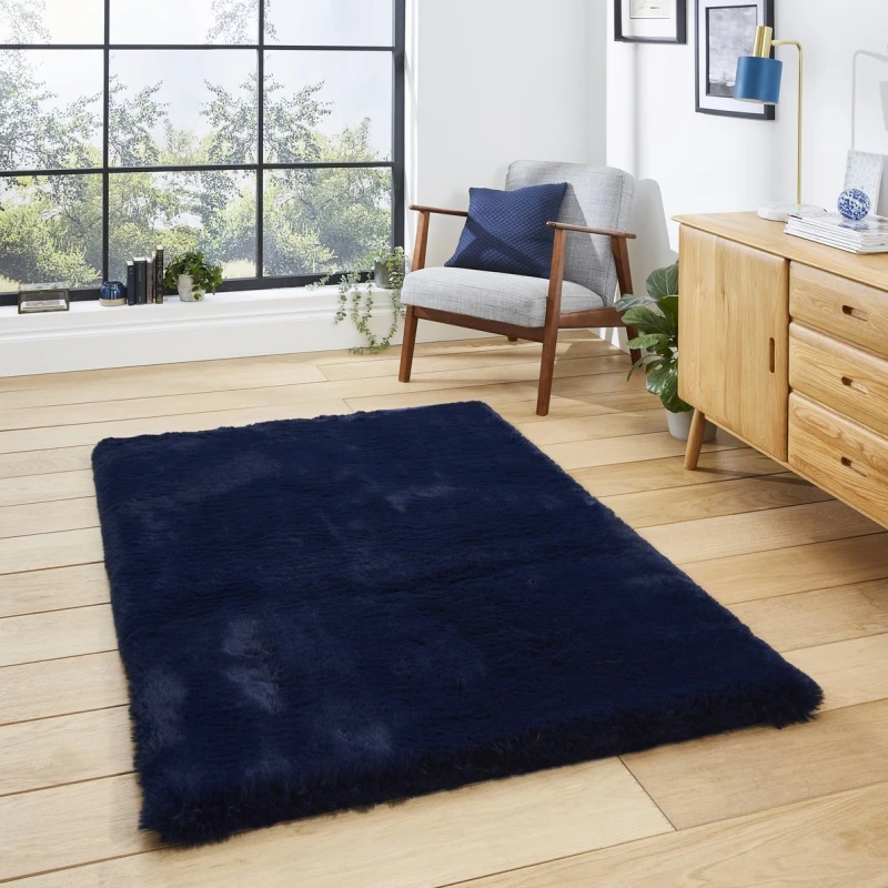 Image of Super Teddy Rectangle Rug Navy
