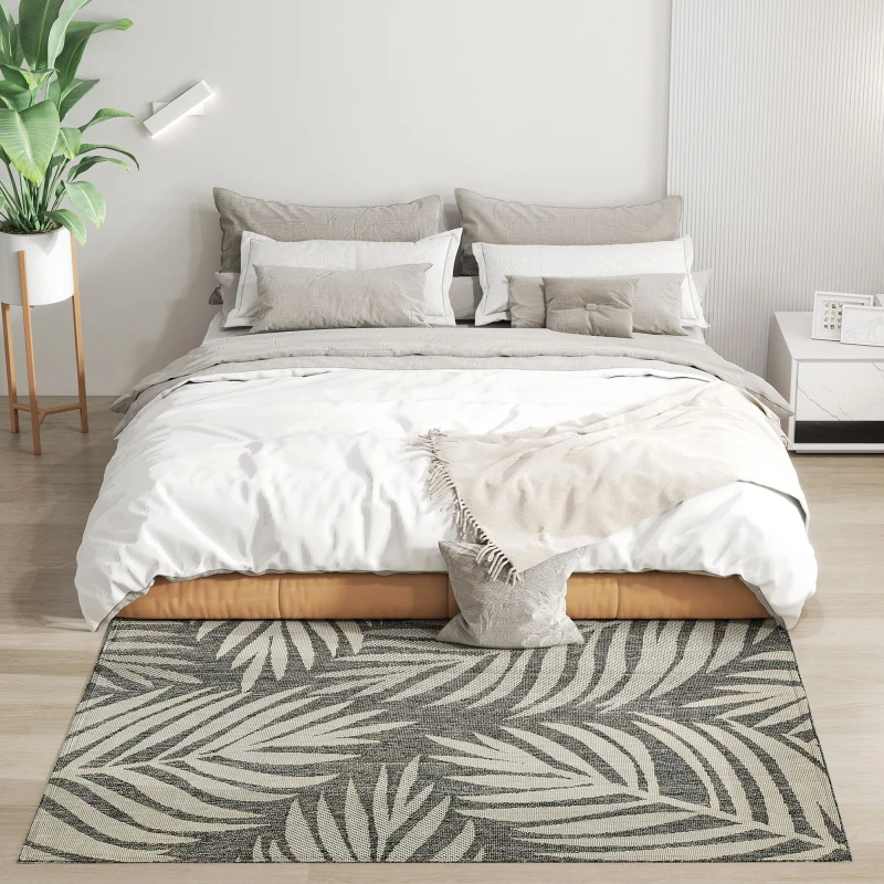 Image of HOMCOM HOMCOM Easy-Cleaning Machine Washable Rug for Indoor and Outdoor, Grey Size: 120cm x 170cm Grey 120cm x 170cm Unisex 5063603940116