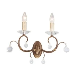 Image of 2 Light Indoor Candle Wall Light Bronze Patina, E14