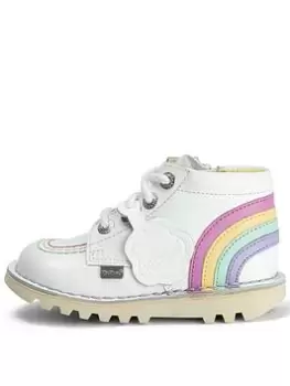 Image of Kickers Kick Hi Rainbow Boot, White, Size 8 Younger