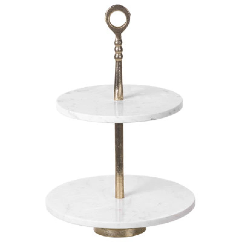 Image of Beliani Cake Stand Tarum Stone White Marble