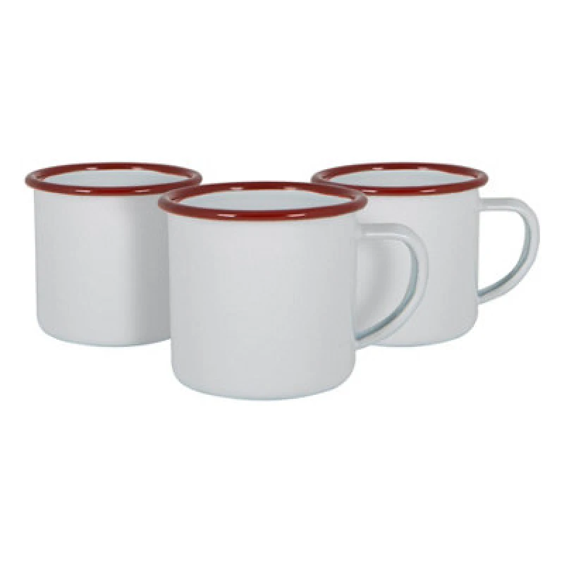 Image of Argon Tableware White Enamel Espresso Cups - 130ml - Red - Pack Of 6