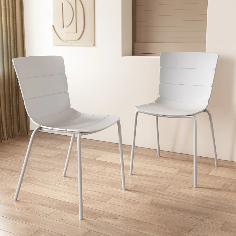Image of Core Products Pair of Bali Kitchen Chairs with Plastic Seats & Metal Legs in White Size: 2 Pack White Unisex 2 Pack