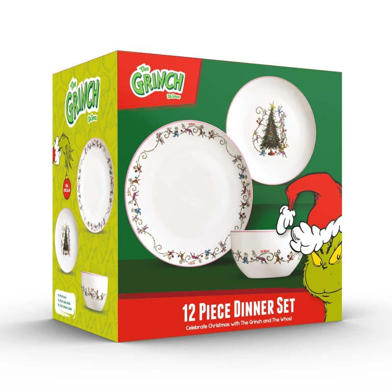 Image of The Grinch 12 PIECE DINNER SET CINDY AND THE WHO'S White unisex 12 pc