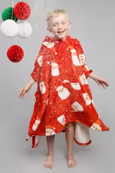 Image of "Jolly Santa" Super Cosy Plush Hooded Throw