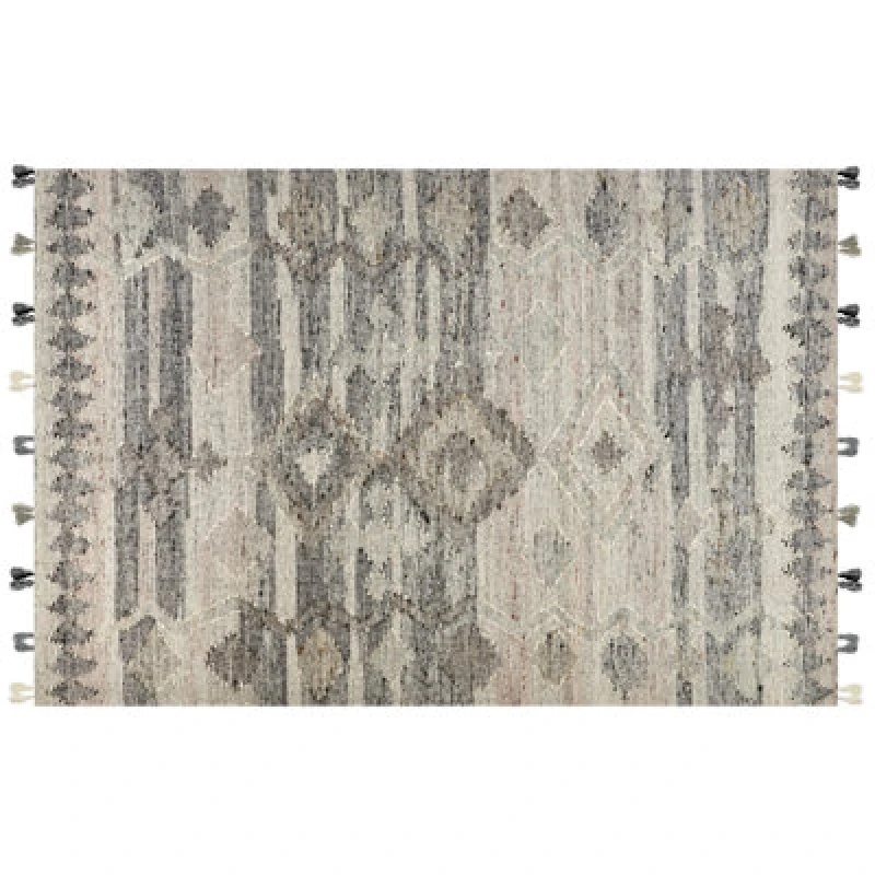 Image of Beliani Rug Aratashen Grey 200 X 300 Cm Wool Kilim