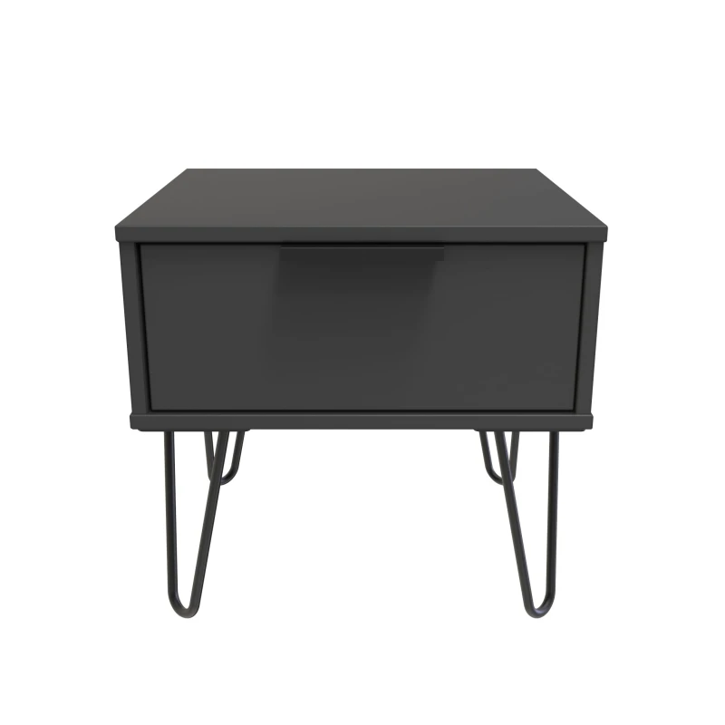 Image of Osaka 1 Drawer Bedside Cabinet In Graphite (Ready Assembled)