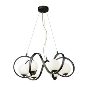 Image of Twister 6 Light Pendant, Matt Black, Matt Opal Glass