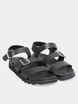 Image of Long Tall Sally Lala Buckle Footbed Sandal - Black, Size 9, Women