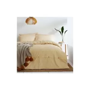 Image of The Linen Yard Holbury Duvet and Pillowcase Set (Double) (Ochre) - Ochre