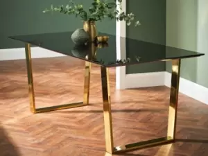Image of LPD Antibes 180cm Black and Gold Dining Table Flat Packed
