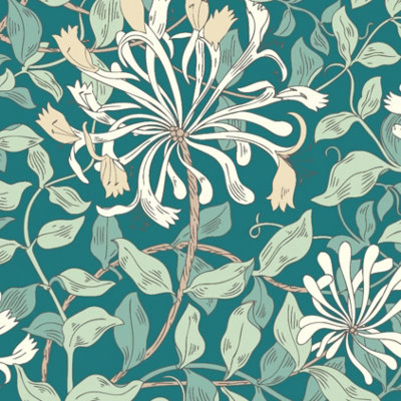 Image of Hoopla Walls Honeysuckle Leaf Trail Dark Jade Smooth Matt Wallpaper