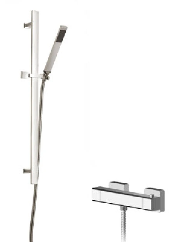 Image of Balterley Empire Square Bar Valve Sheer Slide Rail Shower Kit Chrome Silver unisex