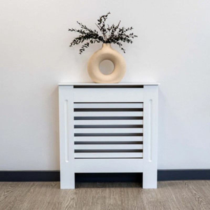 Image of Jack Stonehouse White Horizontal Slat Mdf Radiator Cover - Small - 78Cm (W) X 81.5Cm (H) X 19Cm (D)