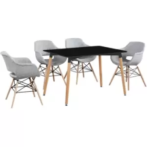 Image of Olivia Halo Dining Set Includes a Black Dining Table & Light Grey Chairs Set of 4 - Light Grey