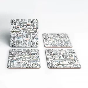 Image of Friends Pattern Square Coaster Set