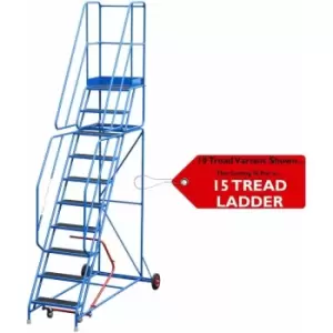 Image of Loops - 15 Tread Mobile Warehouse Stairs Anti Slip Steps 4.75m Portable Safety Ladder
