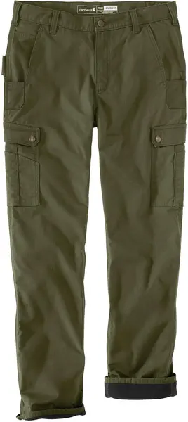 Image of Carhartt Cargo Fleece Lined Work Pants, green, Size 36