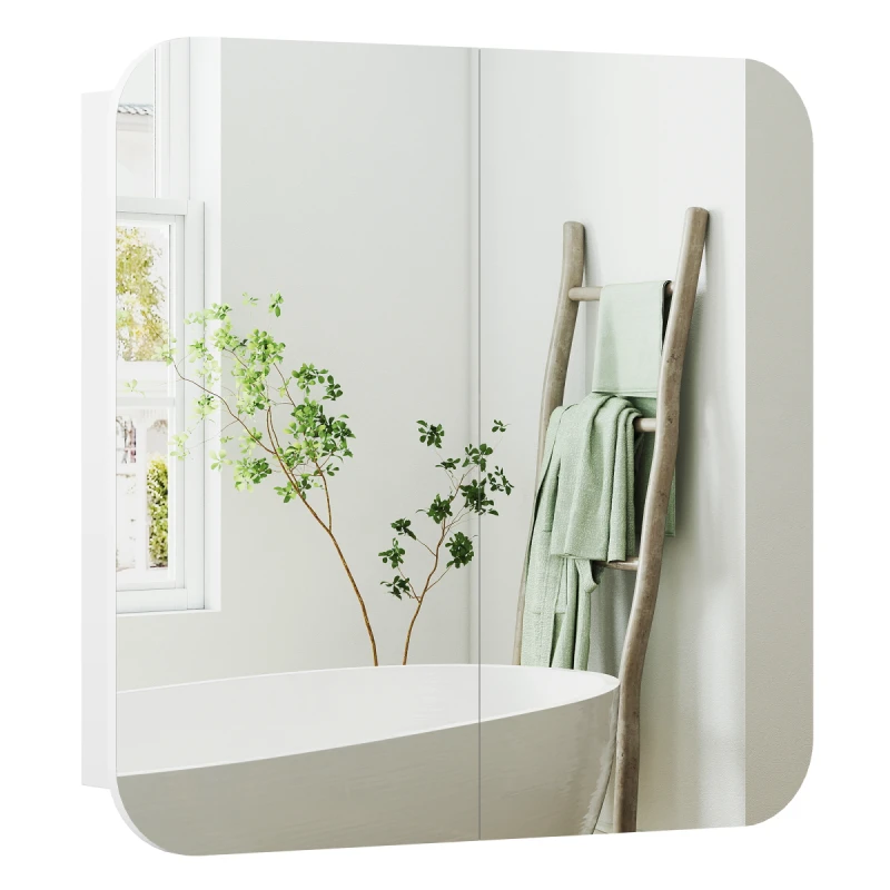 Image of HOMCOM HOMCOM Arched Bathroom Mirror Cabinet, Wall Mounted Mirrored Cabinet in White White One Size Unisex 5063603873704