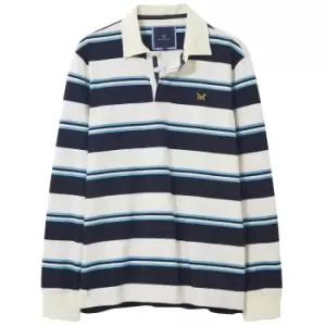 Image of Crew Clothing Mens Yawl Stripe Rugby Top Navy/Blue Large