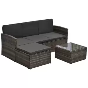 Image of Rattan Wicker Sofa Set with Footstool and Coffee Table, Grey