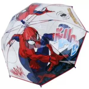 Image of Spider-Man Childrens/Kids Dome Umbrella (One Size) (Clear/Navy/Red)