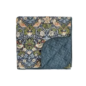 Image of William Morris Bedding, Strawberry Thief Bedspread 265x260cm, Indigo