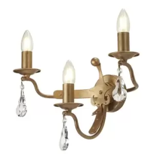 Image of 3 Bulb Luxury Wall Light Sconce Gold Patina LED E14 60W Bulb