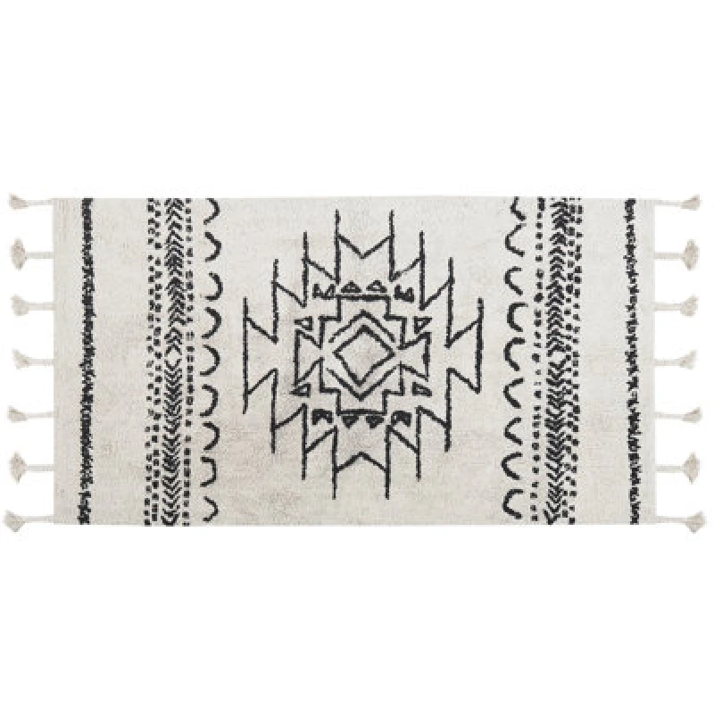 Image of Beliani Rug Khouribga Off-White 80 X 150 Cm Cotton