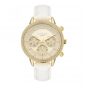 Image of Lipsy White Strap Watch with Champagne Mock Multi Dial