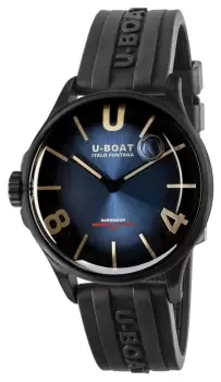 Image of U-Boat 9020 Darkmoon 40mm Blue IPB Black Strap Watch