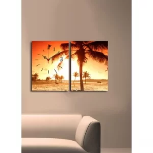 Image of 2P3040CSMOR-8 Multicolor Decorative Canvas Wall Clock (2 Pieces)