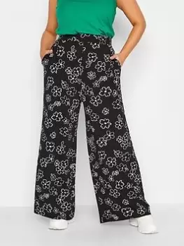 Image of Yours Wide Leg Jersey Large Floral, Black, Size 20, Women