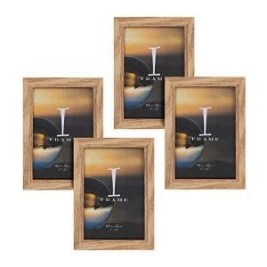 Image of 4" x 6" - iFrame Set of 4 Photo Frames Oak Finish