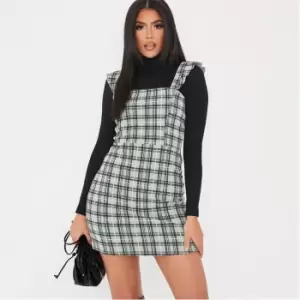 Image of I Saw It First Frill Detail Check Mini Dress - Green