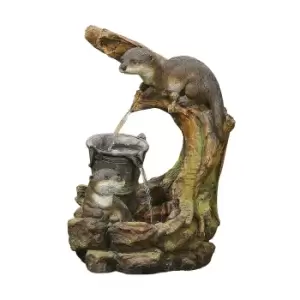 Image of Stylish Fountain Otters Element Water Feature with LEDs