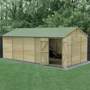 Image of 20' x 10' Forest Beckwood 25yr Guarantee Shiplap Windowless Double Door Reverse Apex Wooden Shed - Natural Timber