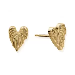 Image of Gold Leaf Heart Stud Earrings GEST3241