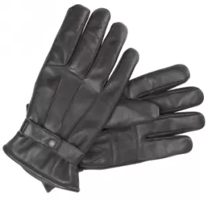 Image of Barbour Mens Burnished Leather Gloves Dark Brown Small