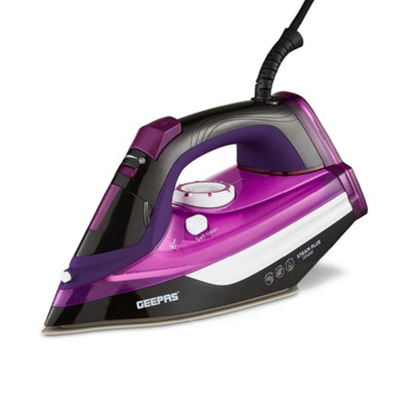Image of Geepas 3000W Steam Iron Dry/Steam Non Stick Ceramic Soleplate Adjustable Temp Purple unisex