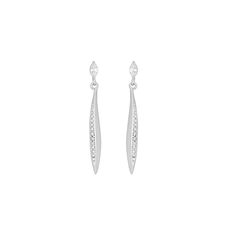 Image of Simply Silver Sterling Silver 925 Cubic Zirconia Stick Drop Earrings Silver female