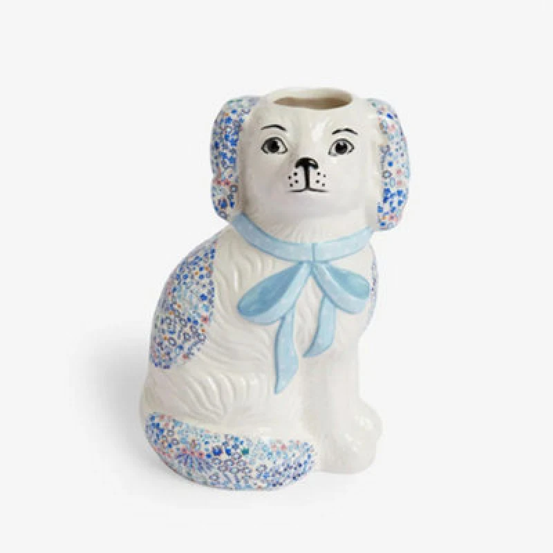 Image of Cath Kidston Ceramic Dog Vase - Blue