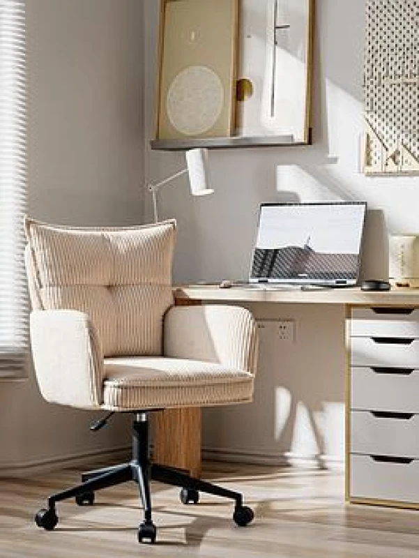 Image of Dorel Harbour Corduroy Office Chair Cream, White 10011177UK