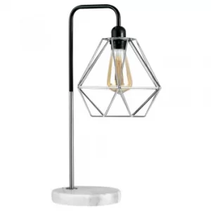 Image of Talisman Satin Nickel Table Lamp With Chrome Diablo Shade