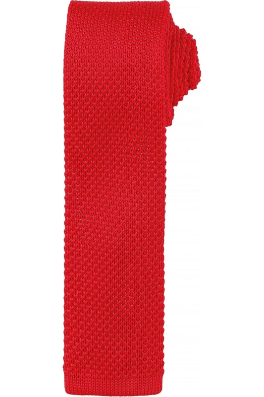 Image of Premier Premier Men Slim Textured Knit Effect Tie Red One Size Male 5057080771035